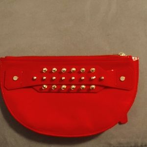 McQ,Alexander McQueen:Studded patent red clutch